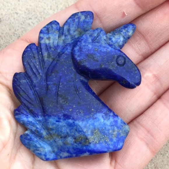 Genuine Lapis Lazuli Unicorn Palm Stone Figurine - Picture 15 of 16